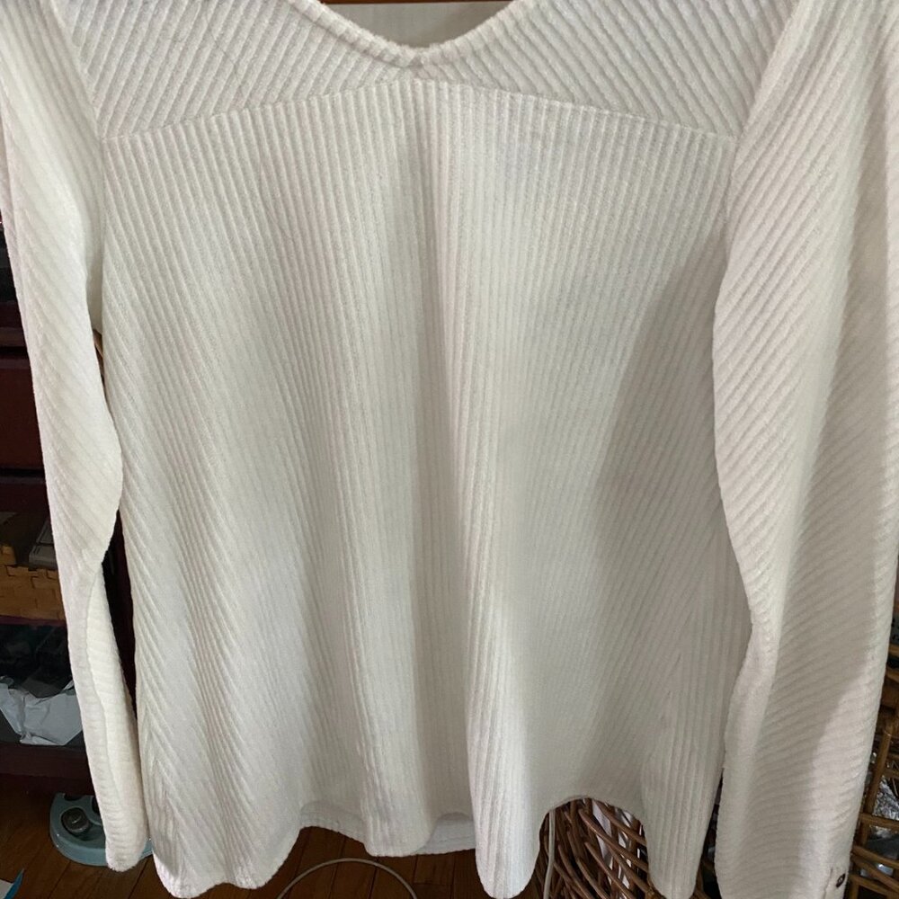 SOFT SURROUNDINGS Ribbed L/S Marshmallow Velour LUCY LUXE Soft Top - S